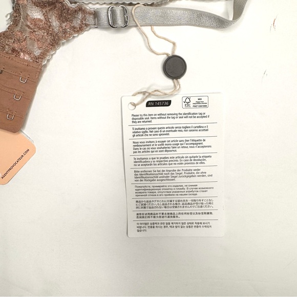 NWT AGENT PROVOCATEUR Lorelli Lace Silk Underwire Bra Rose Gold and Silver 34D - Picture 16 of 16